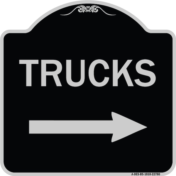 Trucks Trucks With Right Arrow Heavy-Gauge Aluminum Architectural Sign, 18" x 18", BS-1818-22780